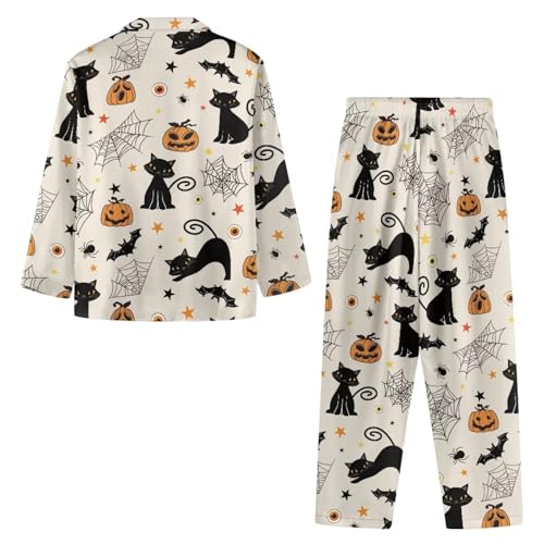 2-Piece Pajamas Set for Men Button Down Long Sleeve Sleepwear Lightweight Comfy Loungewear Night Suits3