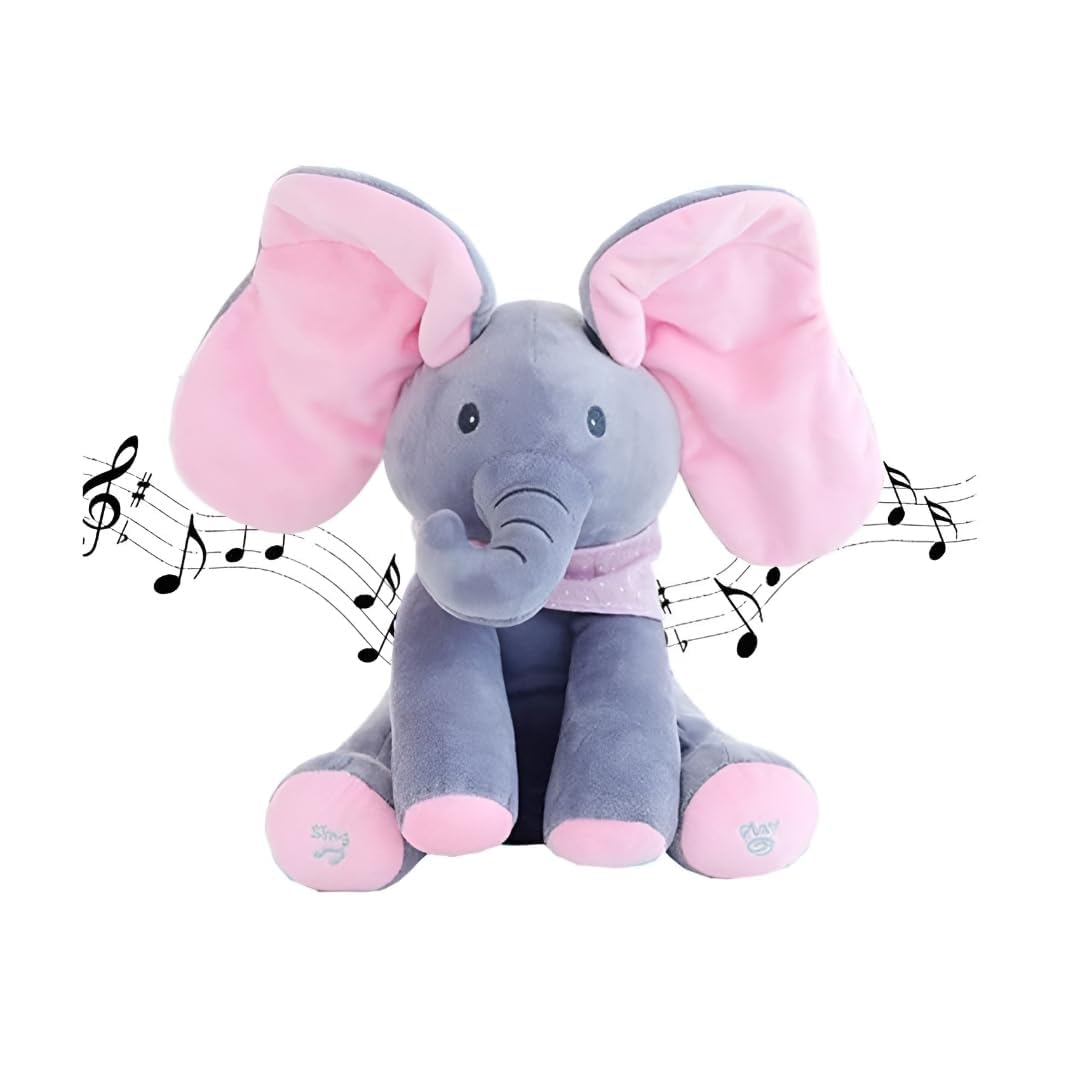 Peek-A-Boo Musical Elephant Plush Toy for Babies & Kids | Singing Talking Elephant with Moving Ears | Soft Pink Elephant Soft Toy for Girls & Boys | Interactive Musical Soft Toy for Newborn Baby-image-13