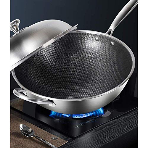 Wok de acero inoxidable 304 sin humo antiadherente miniatura 5