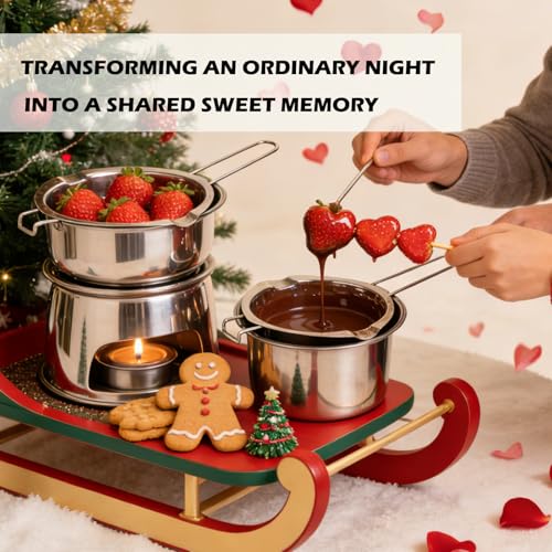 Melting Pot - 400ML Double Boiler with Heat Resistant Handle, Stainless Steel Double Boiler Pot Set, Double Boilers for Stove Top can Melt Chocolate, Butter, Candy and Candle
