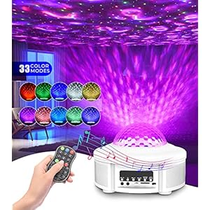 Proiettore Stelle Lampada 360 Rotazione 33 Modalit Altoparlante Musicale Bluetooth con Timer Telecomando Cielo Stellato Luce Notturna Regalo per bambini Adulti Compleanno Party Natale （Bianco）