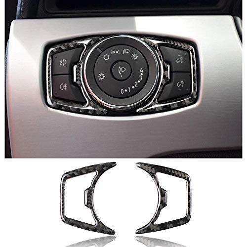 Keptrim for F150 Mustang Real Carbon Fiber Headlight Switches Button Trim for 2016-2020 Ford F150 and Mustang, 2pcs