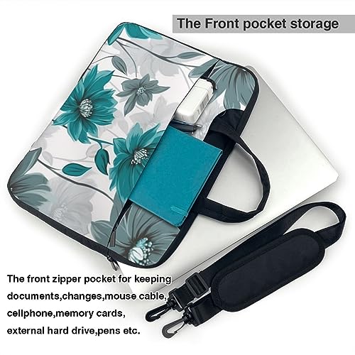 Housse PC portable fleurie bleu sarcelle pour protéger votre ordinateur - 6