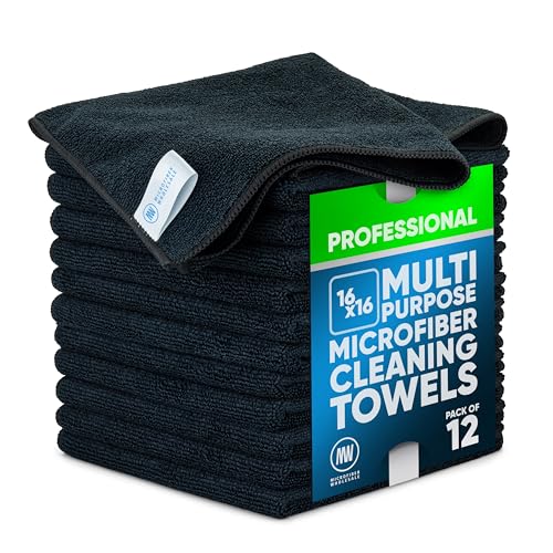 Microfiber Wholesale MW Pro Multi-Surface Microfiber Towel – 12 Pack | Premium Cleaning Cloth | Clean, Dust, Polish, Absorb | Large 16