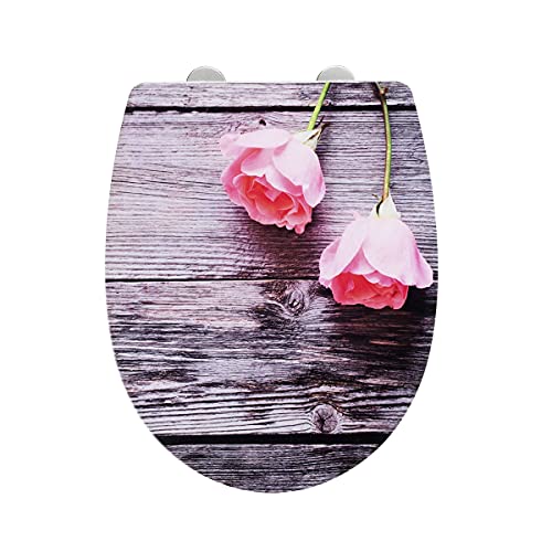 WENKO Abattant WC Rose sur Bois, Brillant Multicolore > 3 Couleurs