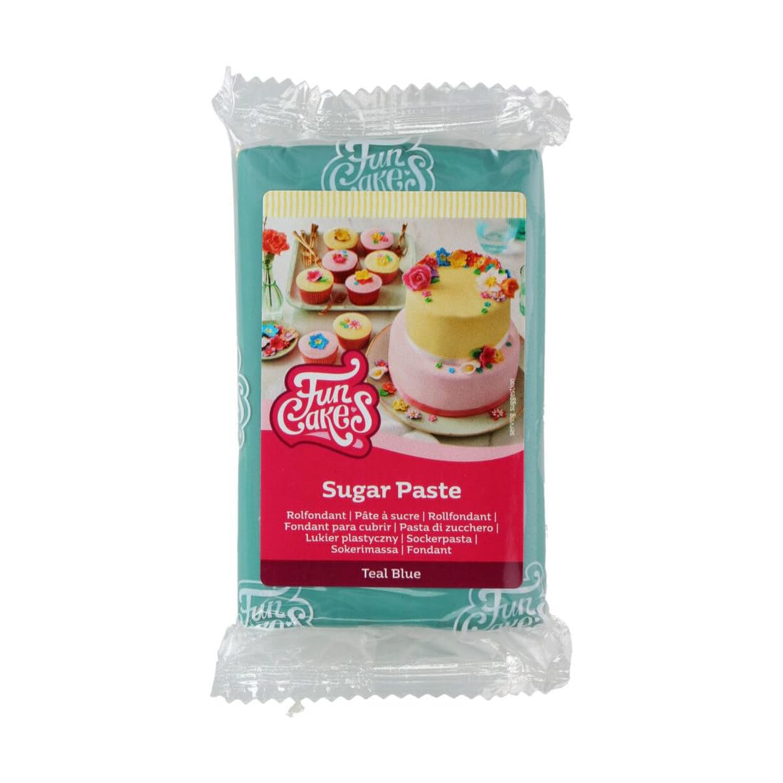 FunCakes Sugar Paste Teal Blue, Easy to Use, Smooth, Flexible, Soft and Pliable, Perfect for Cake Decorating, Halal, Kosher and Gluten Free, 250 g Pack of 1