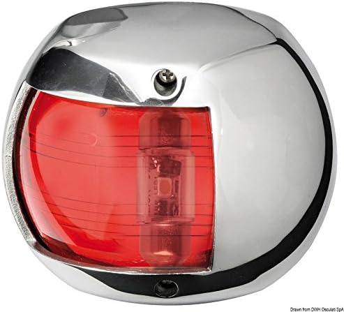 Osculati Compact 12 Compact SS 112.5 Degrees Left Red Navigation Light 12/24V