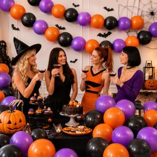 Image of Black Purple Orange Link Balloons,Linking Balloons for Halloween Decorations
