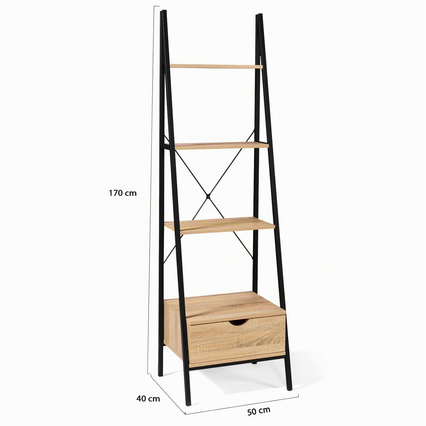 IDMarket - Etagère échelle 4 Niveaux avec tiroir Detroit Design Industriel