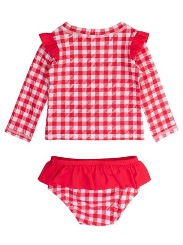 Image of RuffleButts Baby Girls Modern Skirted Rash Guard Bikini - UPF 50+ Sun Protection Swimsuit