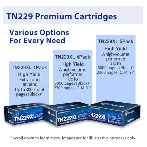 Image of TN229 TN229XL 229XL Toner Cartridges MFC-L3780CDW Compatible Replacement for TN 229XL TN-229XL TN229 /XL /V Use with MFC-L3780CDW MFC-L3720CDW HL-L3220CDW HL-L3280CDW Printers High Yield