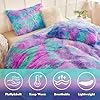 PERFEMET Fuzzy Girls Twin Comforter Set 3 Pieces Colorful Purple and Teal Faux Fur Fluffy Bedding for Kids Teens Ultra Soft Warm Tie Dye Velvet Plush Shaggy Bed Comforter Sets(Purple Teal, Twin) #2