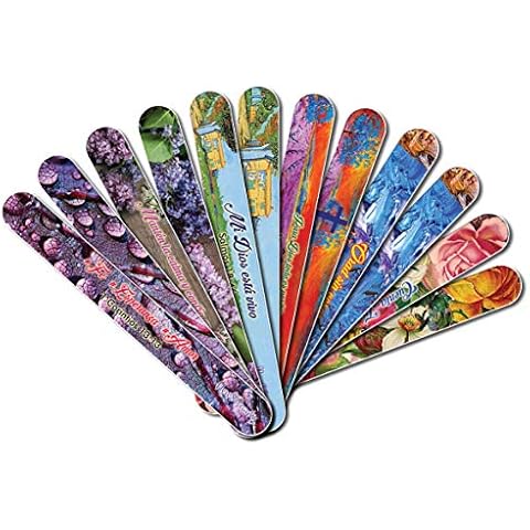 Spanish Christian Emery Board - Faith Hope Love (12-Pack) - Professional Nail File Set - 150/150 Grit - Stocking Stuffers Premium Quality Gift Ideas for Women and Men Cover