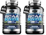 ILN – BCAA Kapseln hochdosiert 3000 mg – 2:1:1 Aminosäuren – 150 vegetarische Kapseln (1-Monatsvorrat) (Packung mit 2)