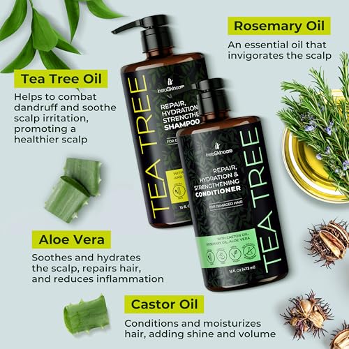 Instaskincare Tea Tree Shampoo And Conditioner Set With Castor Oil, Rosemary Oil For Hair Growth thumb #2