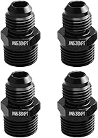 Vista 9 de 4AN macho a 1/8NPT adaptador de unión recta de conector de tubería de aluminio negro 4 piezas