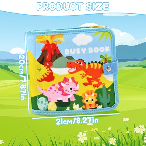 Image of Dinosaur Educational Book for Toddlers 1-3, Montessori Quiet Toy & Busy Board for Kids, Travel Toys with Life Skills & Educational Games for Boys and Girls