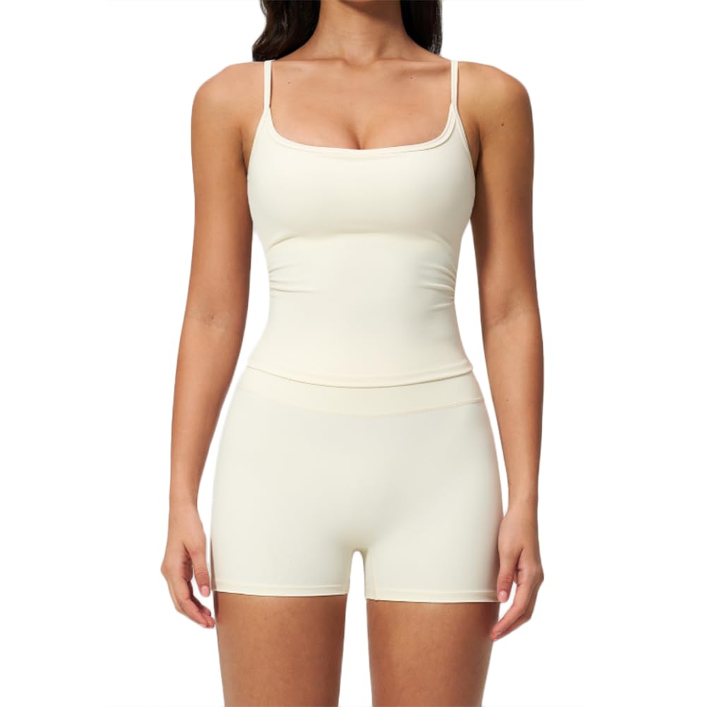 JPXJGT Breathable Yoga Vest & Hip Shorts 2-Piece Yoga Set Outdoor Fitness Sports Suit Sportwear(Size:L,Color:White)
