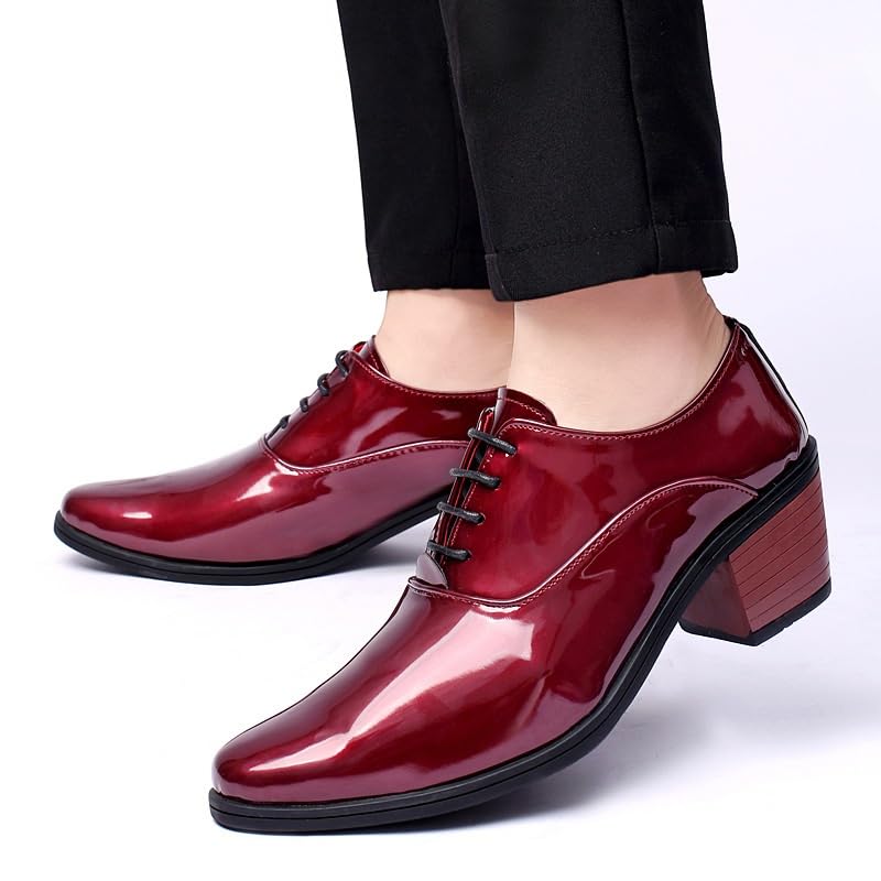 Men's Tuxedo Dress Shoes Mens Retro Comfortable Business Height Increasing Non-Slip Softsole Walking Oxford Shoes Lace Up Pointed Toe Derby Shoes2