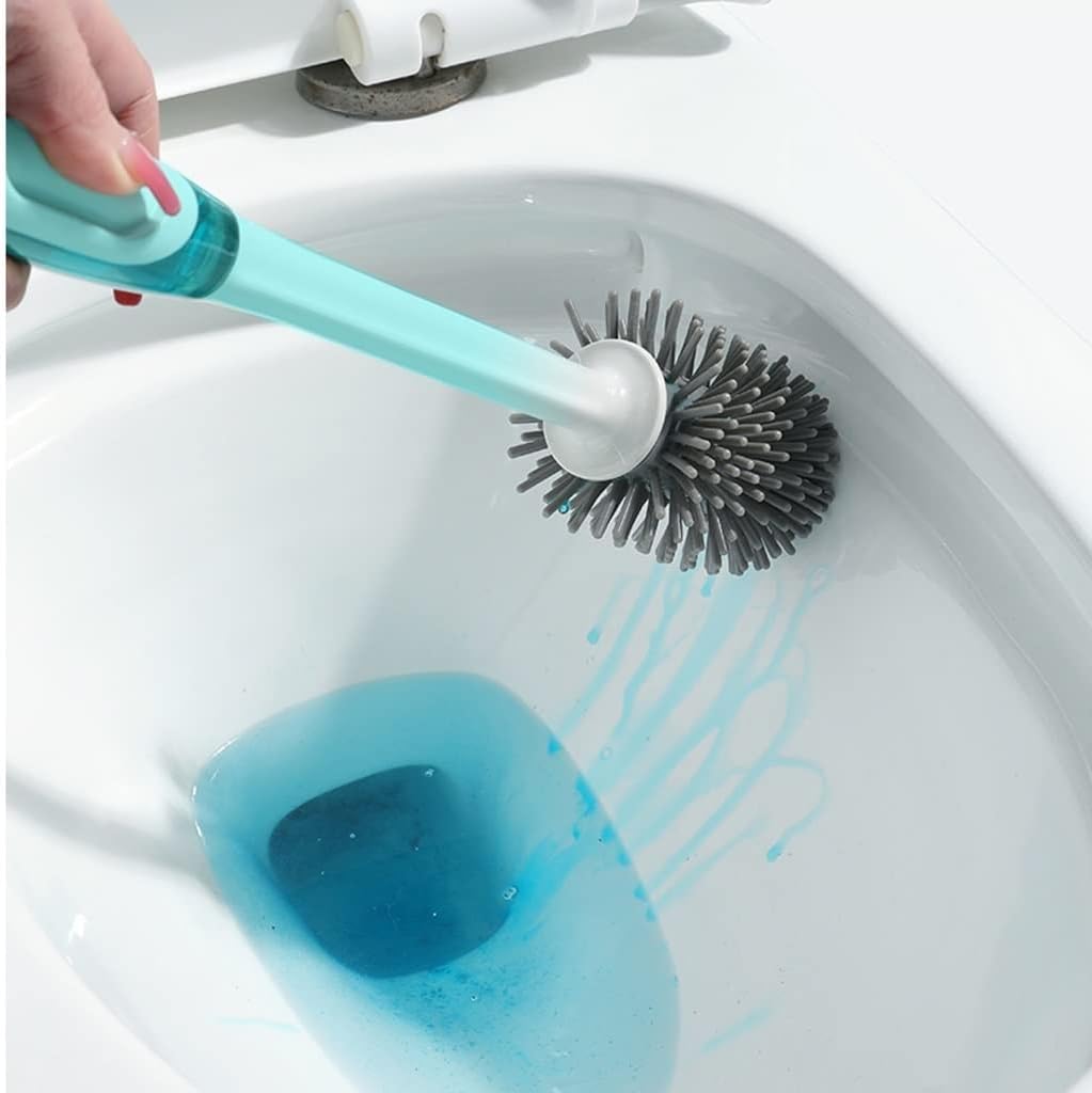 Toilet Brush Holder Toilet Brush Holder Household Bathroom Silicone Toilet Bowl Brush Wall-Mounted Toilet Cleaning Brush 360° No Dead Angle Brush Set Toilet Brush Holders