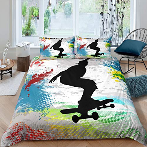 Housse de couette graffiti king size anti-plis et facile à laver pour lit d'adolescent actif - 2
