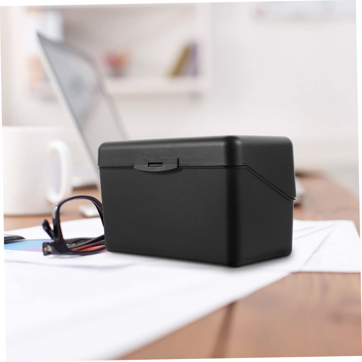 Uonlytech 2 Set Scatola Di Stoccaggio Dei Biglietti Da Visita Indice Astuccio Contenitori Porta Tessere Per Ufficio Titolare Del Biglietto Da Visita Pp Nero 2 Pezzi * 2
