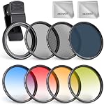NEEWER 52mm 7 Pack ND Filter Set Compatible with iPhone, Clip On CPL+ ND32 + Starlight + GND (Red/Orange/Yellow/Blue) Phone Camera Lens Photography Accessories Kit