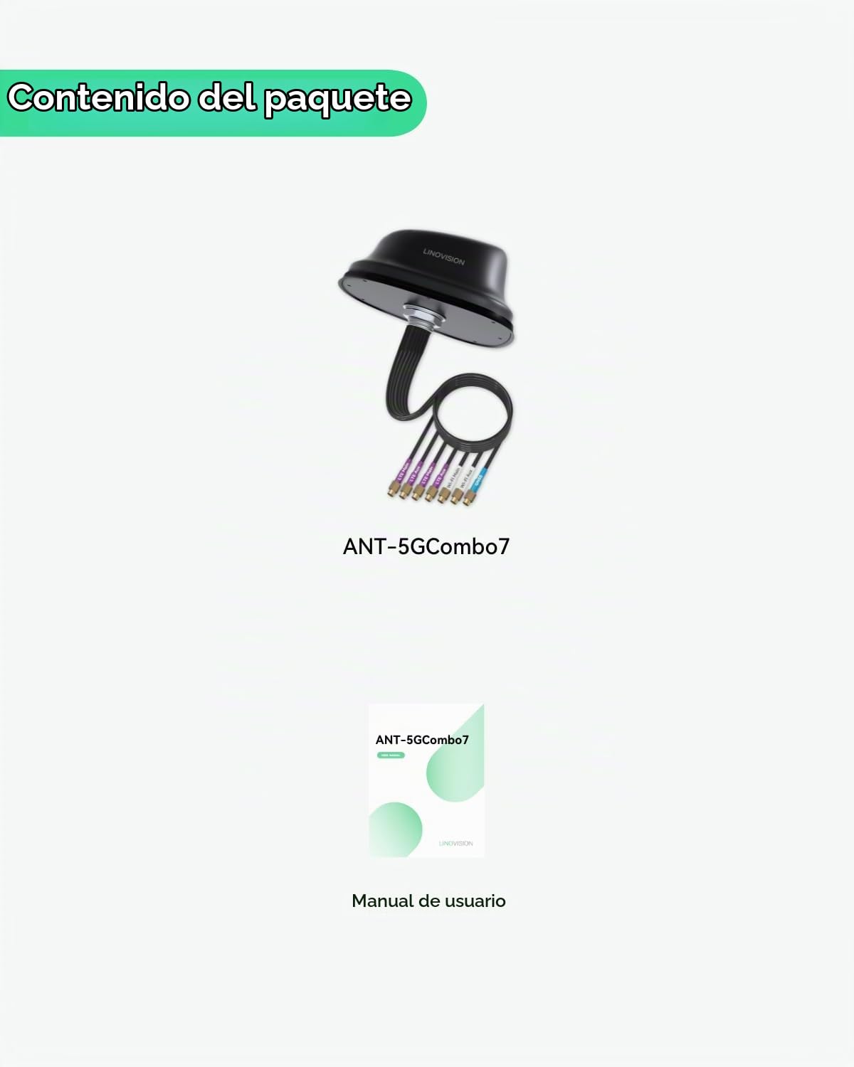 LINOVISION 5G LTE MIMO Combo 7-en-1 Antena, 4X 5G LTE, 1x GNSS, 2X Wi-Fi, Antena SMA de tejado para Exteriores con Cable de 3m, Funciona con Teltonika RUTM50, RUTX50, TRB500, RUTC50 (PR1KC640)