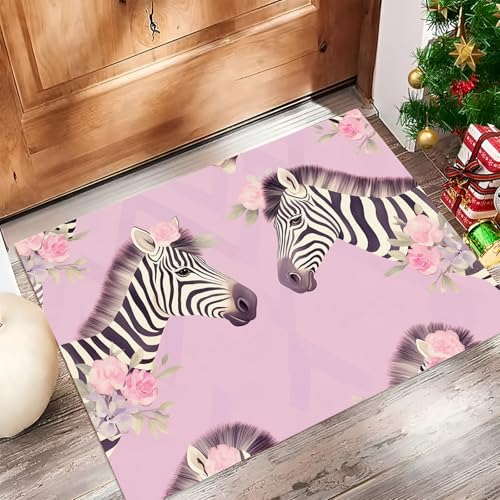 Zèbre Couronne Tapis d'entrée Résistant Lavable 90x150cm