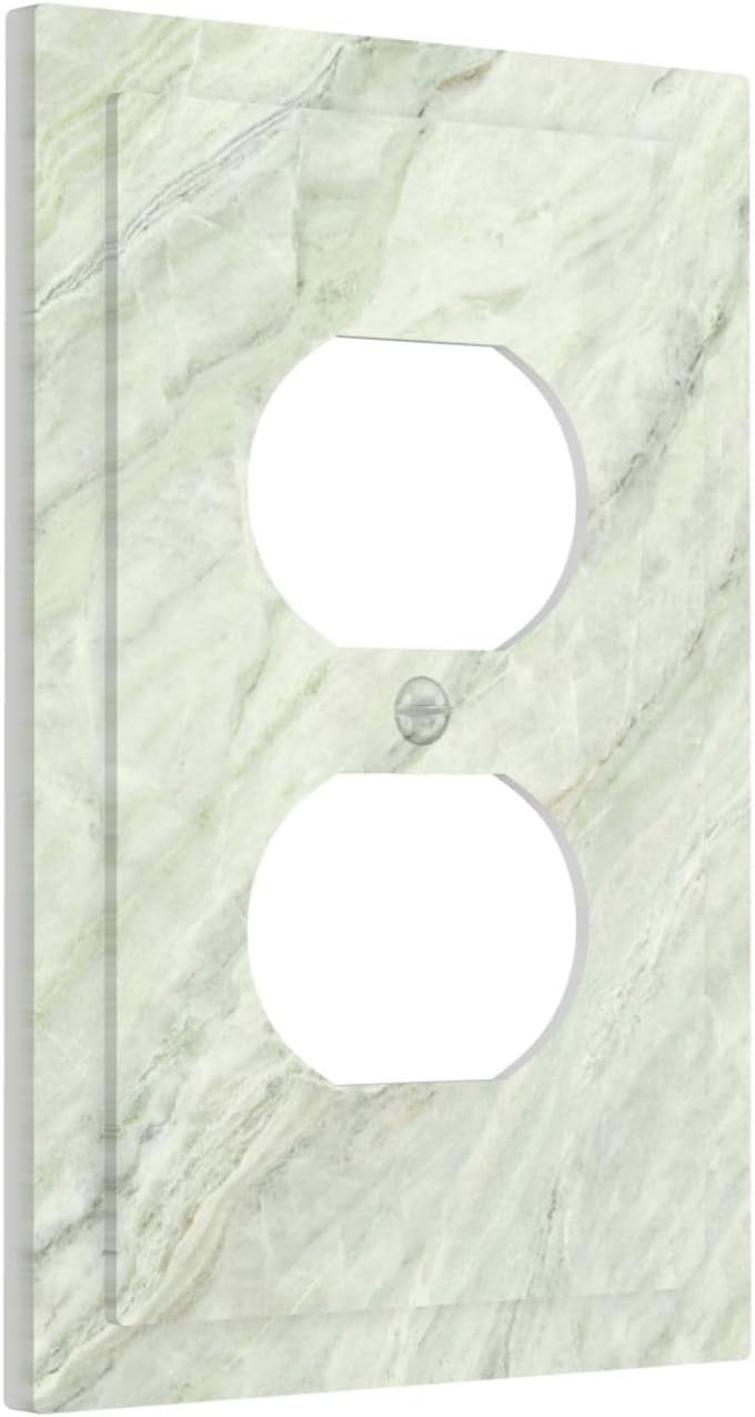 Outlet Covers Light Green Vein Marble Pattern 1 Gang Duplex Light Switch Cover Plate Decorative Switch Plate Covers Electrical Socket Cover For Home Farmhouse Decor image 2