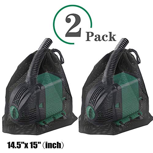 JAPI Pump Barrier Bag Pond Pump Filter Netting 14.5'x 15' Black Media Bag Large Pump Mesh Bag for Pond Biological Filters Aquarium Filtrationpond & Submersible Outdoor (2Pack)