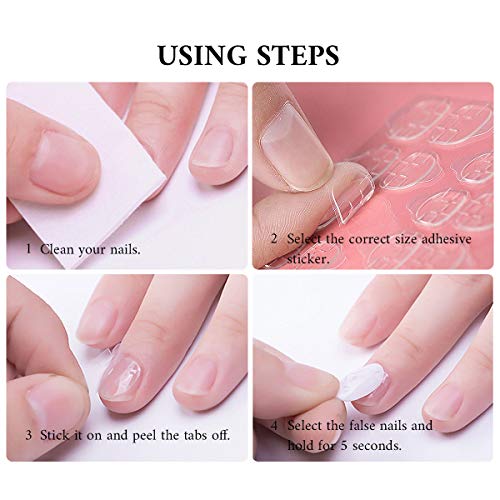 3 Boxes (72 Pcs) Matte Coffin Press on Nails - Acrylic Medium Length False Nails Set Artificial Acrylic Nails Resin Fake Fashion Nail Art Design Manicure Set