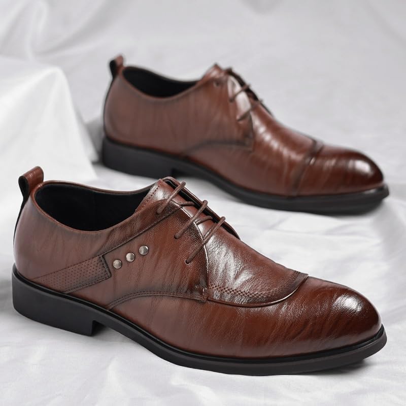 Men's Leather Lace Up Oxford Shoes Classic Formal Business Dress Footwear for Wedding Office3