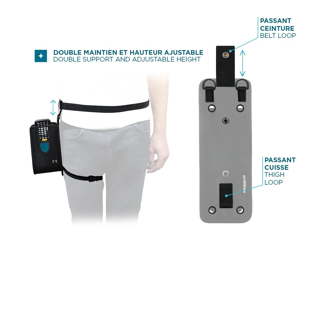 Mobilis Holster Cartuchera PDA Gun, Funda con Cinturón Talla M, Tamaño Máximo del Dispositivo : 24x9x7 cm, Negro