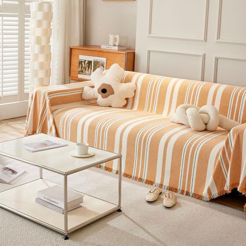 Funda de sofá de felpilla reversible para sofá de 1, 2, 3 y 4 plazas, estilo moderno, cómoda colcha universal, protector de sofá multiusos (180 x 420 cm, beige)