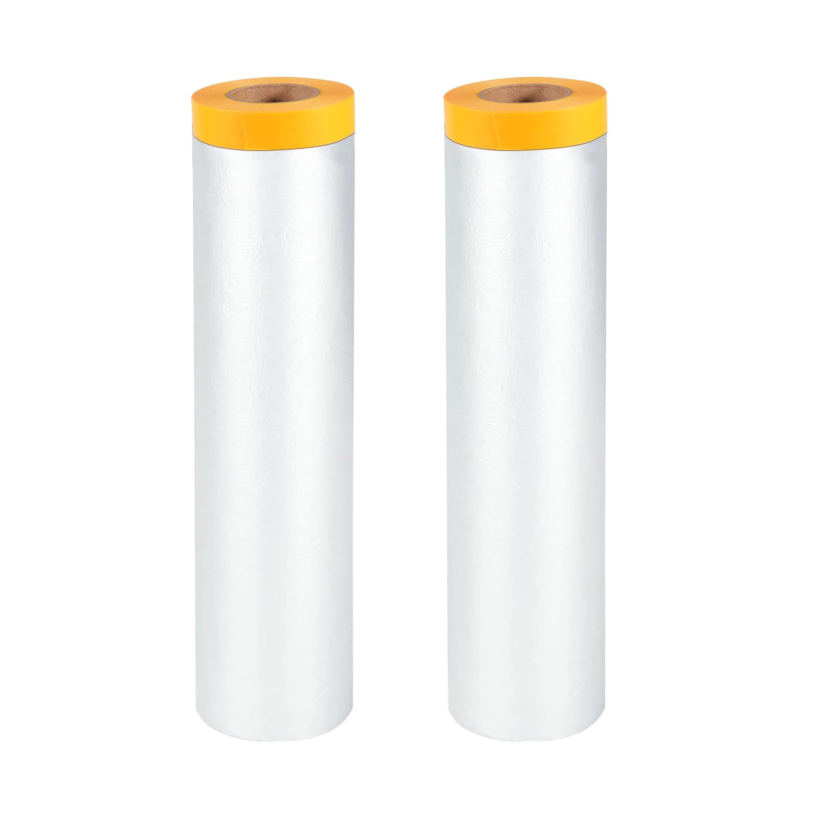 Youyijia 2-Piece Rolls of Pre-Applied Masking Film Plastic Dust Sheets For Painting Car and Furniture Protection Self-Adhesive Dust Sheets Pre-Applied Masking Film (2.4m x 12m)