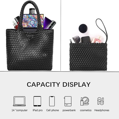 Image of JINMANXUE Fashion Woven Bag Shopper Bag Travel Handbags and Purses Women Tote Bag Large Capacity Shoulder Bags