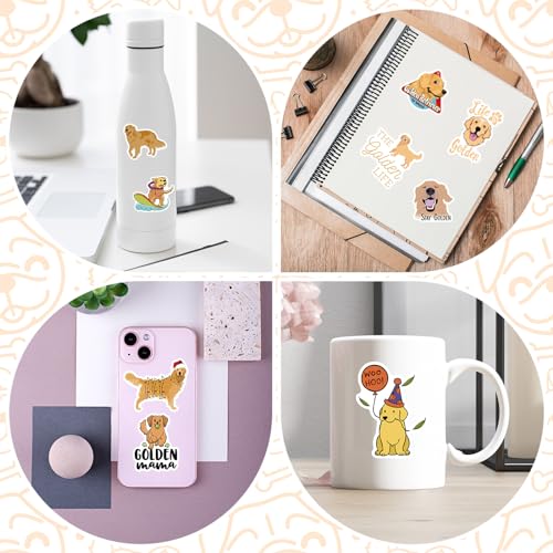 TIESOME 50 Stück Lustiges Golden Retriever Aufkleber Set, niedliche Hunde-Tiere Dekor für Wasserflaschen