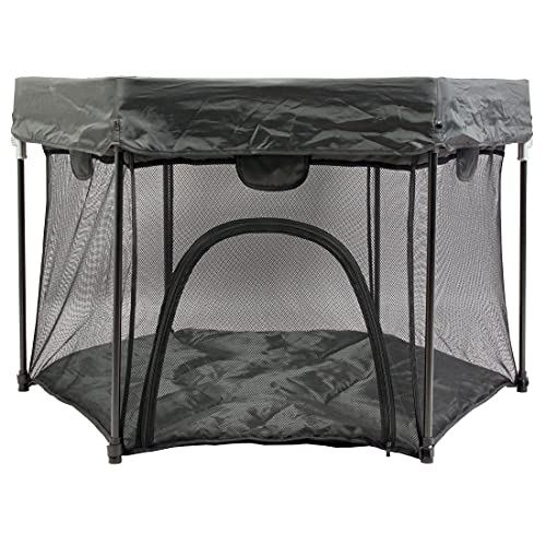 Bambisol Parc Bébé Pliable 'ZIPZAP' | Parc Bebe Hexagonal Grande Taille 120x120cm, Pliage Rapide, Sac de Transport, Porte Zippée | Noir