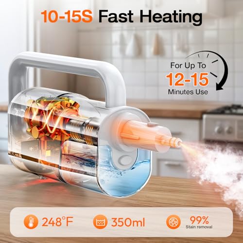 ScrubWiz 10-in-1 Steam Cleaner, Steam Mop & Handheld Steam Cleaner, 350ml Water Tank, 10s Fast Heating, 2 Steam Modes, Portable Steamer for Kitchen, Floor, Tiles, Home, BBQ Grill, Ergonomic Handle