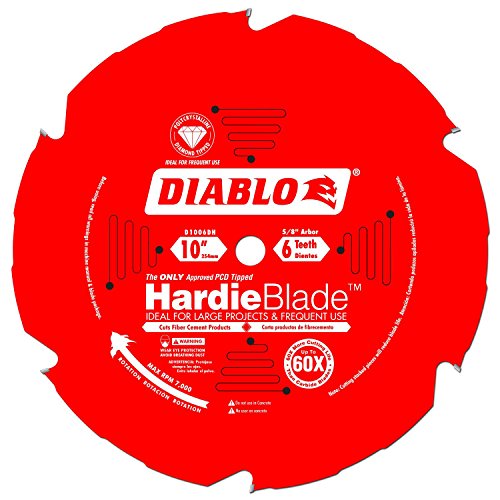 Diablo HardieBlade Saw Blade - 10" Diameter, 6 TCG (PCD) Teeth, 5/8" Arbor