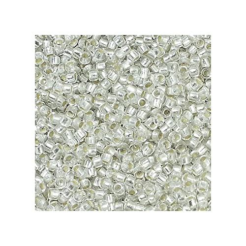 10 g TOHO Round Seed Beads Rocailles, Size 11/0, Silver Lined Frosted Crystal (# 21F), Japan, Glass — image 1