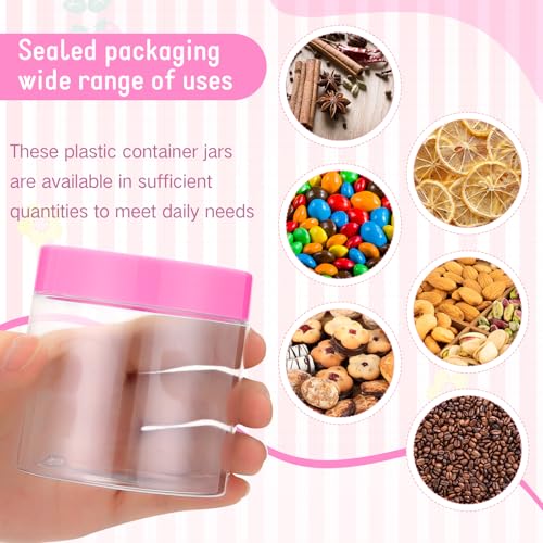 Image of Patelai 4 Pcs Plastic Jars Wide Mouth with Lids,8 Ounce,Pink
