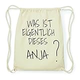 anja zeidler buch 100% Baumwolle JOllify ANJA Hipster Turnbeutel Tasche Rucksack aus Baumwolle - Farbe: Natur – Design: was ist eigentlich - Farbe: Natur