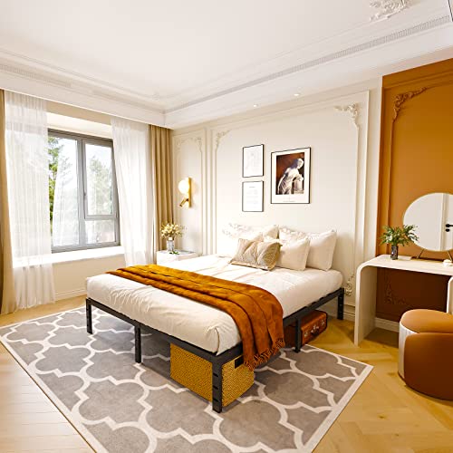 Vengarus Full Size Bed Frame-Metal Platform Bed Frame,Steel Slat Support,No Box Spring Needed,Storage Space Under The Bed Heavy Duty 14 Inch Bed Frame,Black #TOP2