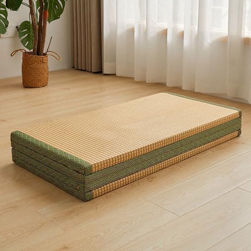 Colchón japonés – Colchoneta plegable de ratán transpirable antideslizante para meditación, yoga, sala de estar, diseño de 4 pliegues, natural y cómodo