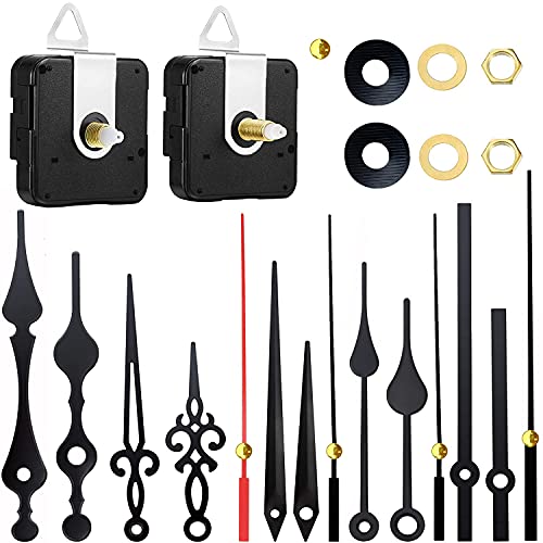 2 Pieces Clock Movement Mechanism Clock Hands High Torque Long Shaft Clock Movement Replacement with 5 Different Pairs of Hands DIY Clock Repair Parts Replacement (0.53Inch 0.73Inch)