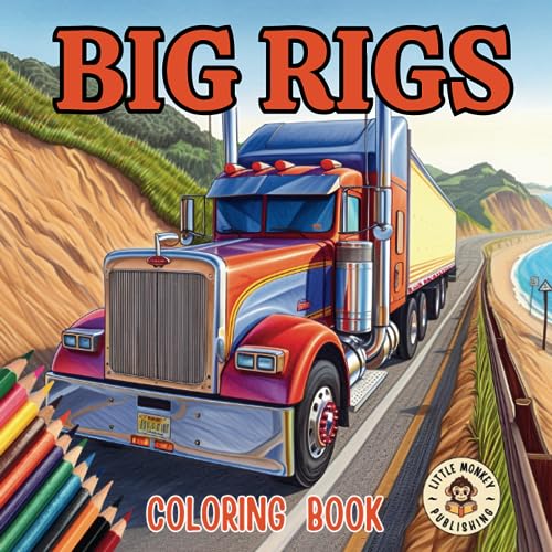 Big Rig Trucking Coloring Book For Adults, Teens and Older Kids: 40 Modern and Classic Semi Trucks and Lorries in Scenic Settings image 2