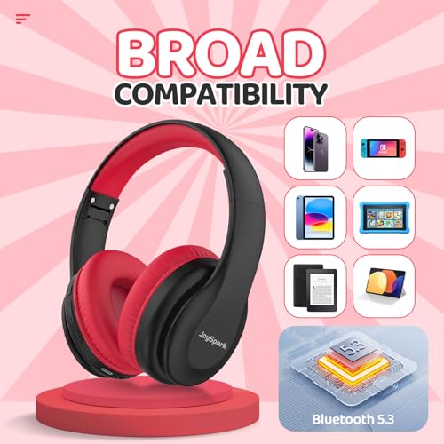 Image of JoySpark Kids Bluetooth Headphones, Lightweight Wireless Headphones for Kids, 85 /94dB Volume Limited, 60 Hours Playtime, Bluetooth 5.3, Over-Ear Toddler Headphones with Built-in Mic (Black)