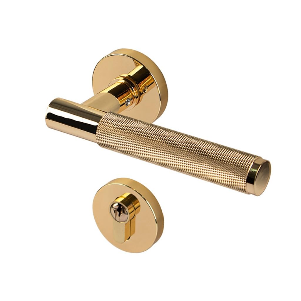 Juego De Cerradura De Manija De Puerta De Aluminio, Puerta Silenciosa Reversible De Seguridad For El Hogar(Golden,gold)